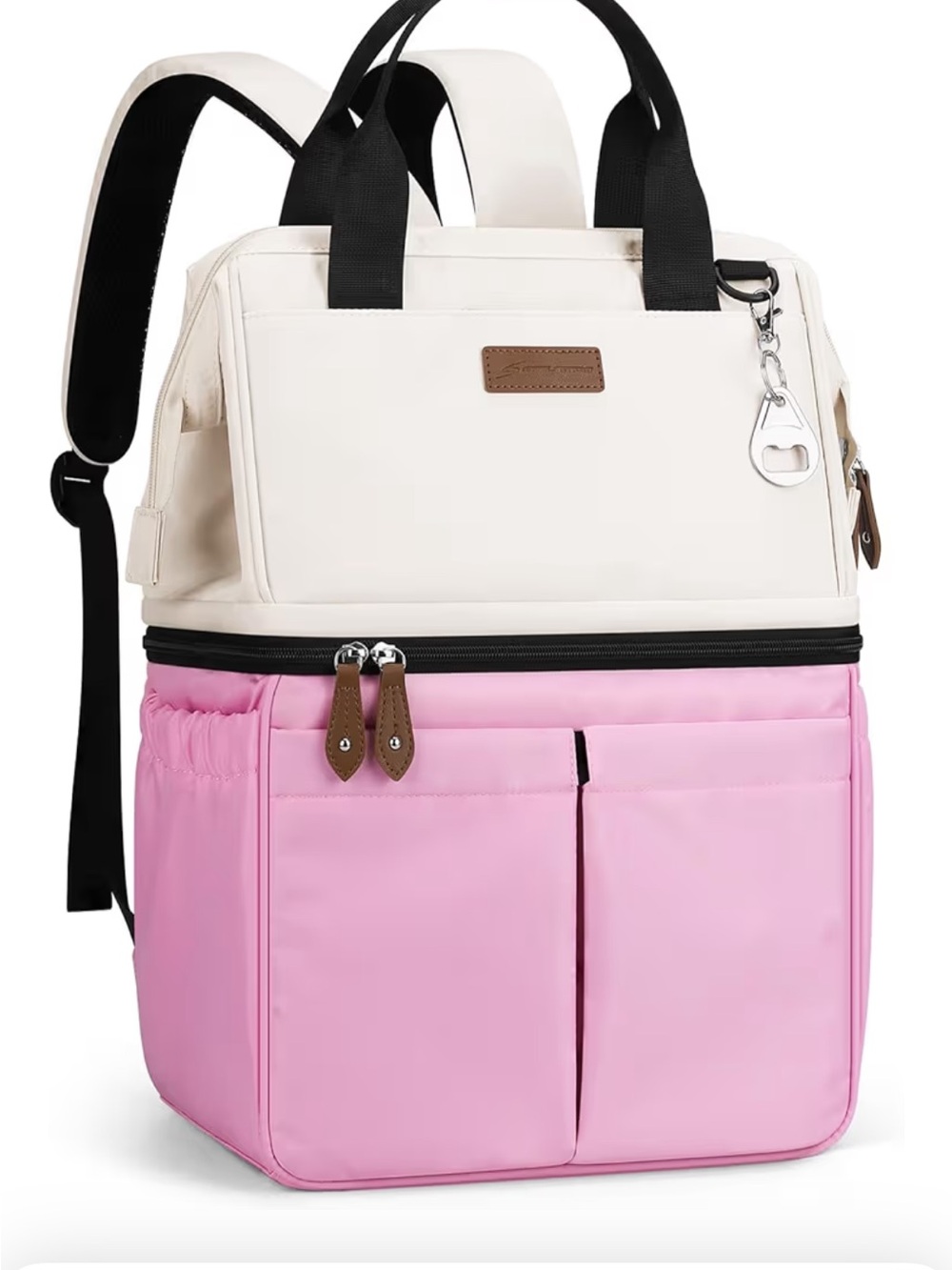 Cream and Pink Women’s Insulated Backpack Cooler - Unbranded